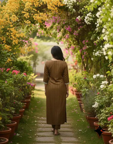 Women’s Light Brown Rayon Embroidered Kurti – Festive & Casual Wear